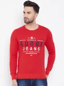Adobe Men Red Printed Sweatshirt