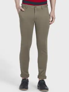 ColorPlus Men Khaki Solid Regular Fit Regular Trousers