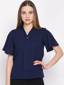 Annabelle by Pantaloons Women Navy Blue Solid Top