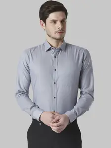 Park Avenue Men Grey Self Design Slim Fit Formal Shirt