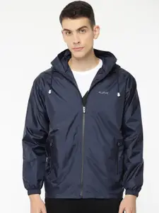 Plutus Men Navy Blue Solid Water Resistant Windcheater Padded Jacket