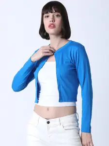 Huetrap Women Blue Solid Shrug