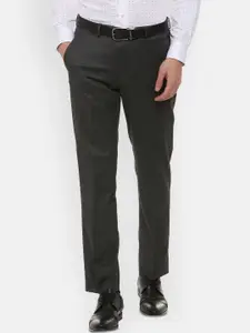 Louis Philippe Permapress Men Grey Regular Fit Solid Formal Trousers