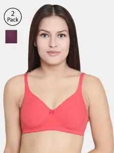 Floret Pack Of 2 Solid Non-Wired Lightly Padded T-shirt Bra F20560