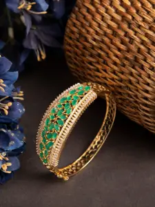 Bhana Fashion Gold-Plated & Green Handcrafted Bangle-Style Bracelet