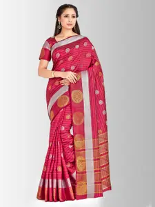 MIMOSA Maroon & Pink Art Silk Woven Design Kanjeevaram Saree