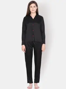 Klamotten Women Black Solid Night Suit N72K-S