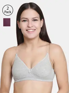 Floret Pack Of 2 Solid Non-Wired Lightly Padded T-shirt Bra F20560