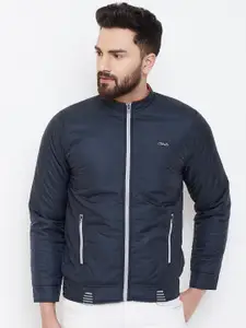 Adobe Men Navy Blue Solid Padded Jacket