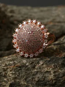 Bhana Fashion Gold-Plated & White AD-Studded Handcrafted Finger Ring