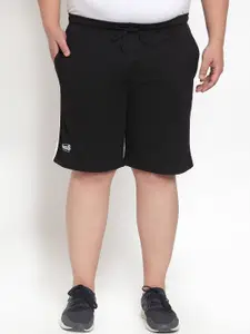 plusS Men Black Solid Regular Fit Regular Shorts