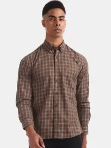 Arrow Sport Men Brown Regular Fit Checked Casual Shirt