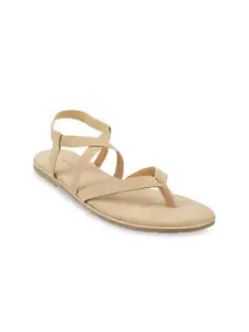 Metro Women Beige Solid Open Toe Flats