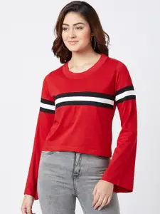 The Dry State Women Red & white Striped Pure Cotton Top
