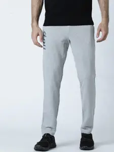 Huetrap Men Grey Melange Solid Straight Fit Track Pants