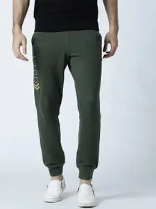 Huetrap Men Olive Green Solid Straight Fit Joggers