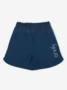 one8 x PUMA Puma Boys Teal Blue Solid Regular Fit VK Active Shorts