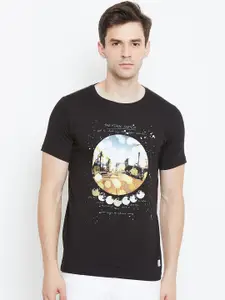 Duke Men Black Printed Round Neck Slim-Fit T-shirt