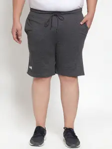 plusS Men Grey Solid Regular Fit Sports Shorts