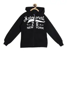 SWEET ANGEL Boys Black Printed Hooded Sweatshirt