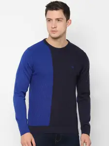 Allen Solly Men Blue Colourblocked Pullover Sweater