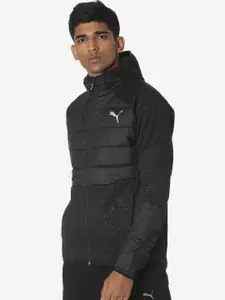 Puma Men Black Self Design Hybrid Style Track Jacket