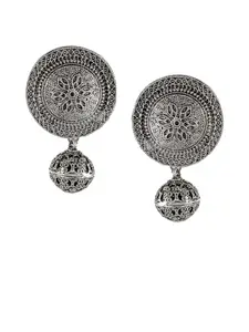 Silvermerc Designs Silver-Plated Oxidised Circular Drop Earrings