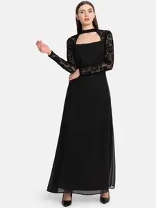 Kazo Women Black Self Design Maxi Dress