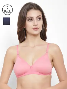 Floret Pack of 2 Solid Non-Wired Non Padded T-shirt Bra T3058