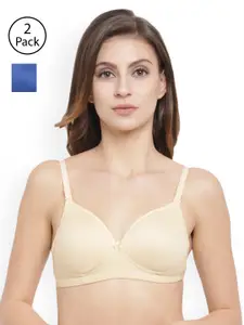 Floret Pack Of 2 Solid Non-Wired Lightly Padded T-shirt Bra T3029