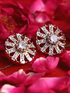 Bhana Fashion Gold-Plated American Diamond Studded Circular Studs