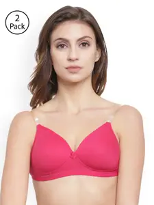 Floret  Pack of 2 Magenta Solid Non-Wired Lightly Padded T-shirt Bras T3029