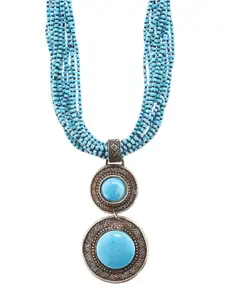 Bamboo Tree Jewels Blue Alloy Handcrafted Necklace