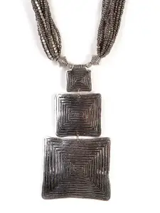 Bamboo Tree Jewels Oxidized Silver-Toned Handcrafted Necklace