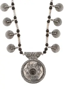 Bamboo Tree Jewels Oxidized Black & Silver-Toned Handcrafted Necklace
