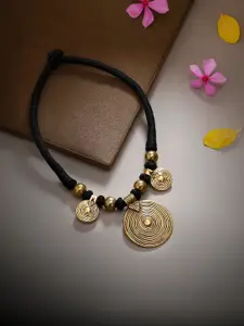 Bamboo Tree Jewels Bamboo Tree Gold-Toned & Black Handcrafted Necklace