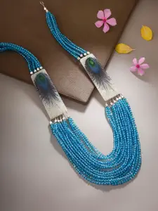 Bamboo Tree Jewels Blue Metal Handcrafted Necklace