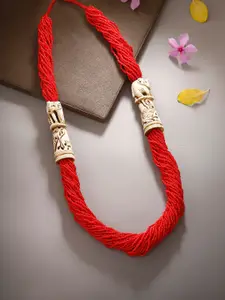 Bamboo Tree Jewels Red Metal Handcrafted Necklace