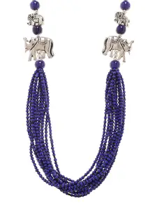 Bamboo Tree Jewels Oxidized Blue & Silver-Toned Handcrafted Necklace