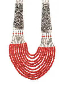 Bamboo Tree Jewels Red Alloy Handcrafted Necklace