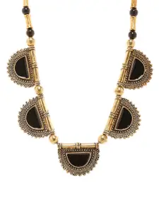 Bamboo Tree Jewels Bamboo Tree Gold-Toned & Black Handcrafted Necklace