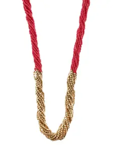 Bamboo Tree Jewels Coral Pink & Gold-Toned Metal Handcrafted Necklace