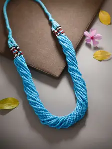 Bamboo Tree Jewels Blue Metal Handcrafted Necklace