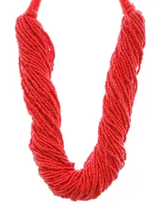 Bamboo Tree Jewels Red Metal Handcrafted Necklace