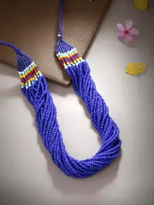 Bamboo Tree Jewels Blue Metal Handcrafted Necklace