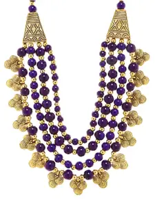 Bamboo Tree Jewels Blue & Gold-Toned Alloy Handcrafted Necklace