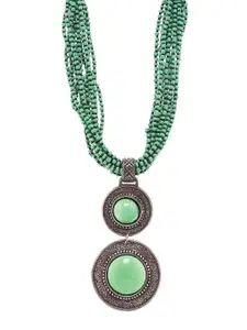 Bamboo Tree Jewels Green Alloy Handcrafted Necklace