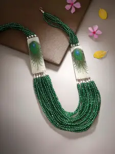 Bamboo Tree Jewels Green Metal Handcrafted Necklace