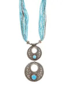 Bamboo Tree Jewels Blue Alloy Handcrafted Necklace