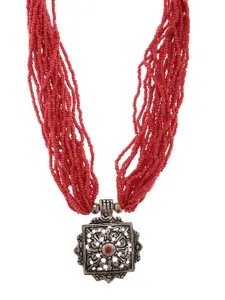 Bamboo Tree Jewels Red Metal Handcrafted Necklace